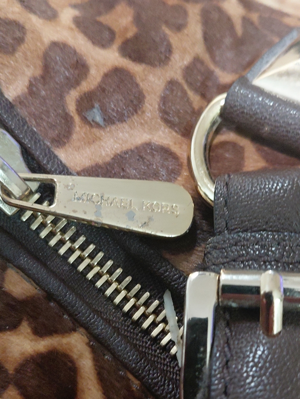 Michael Kors Brown Leopard Print Satchel Shoulder Hand Bag - Picture 7 of 13